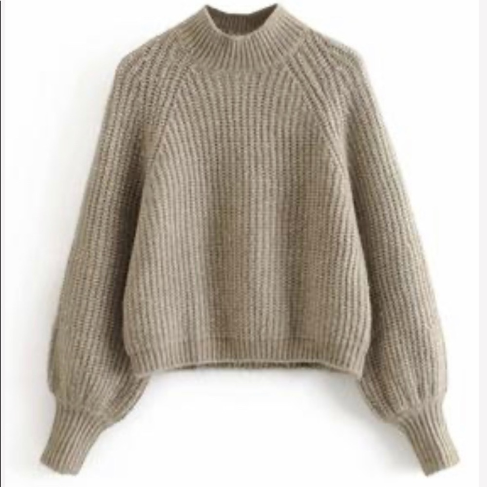 Crewneck balloon sleeve knit